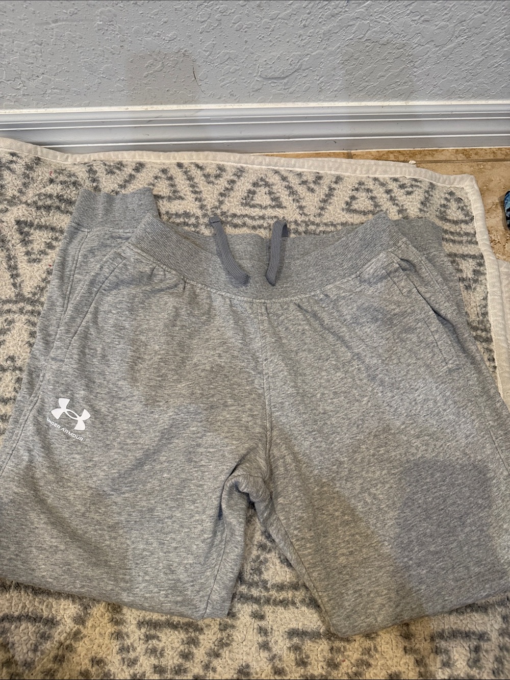 Under Armour Light Gray Fleece Shorts with White Logo